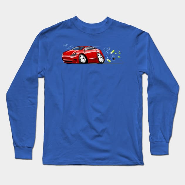 Cartoon electric car Long Sleeve T-Shirt by Mechanik